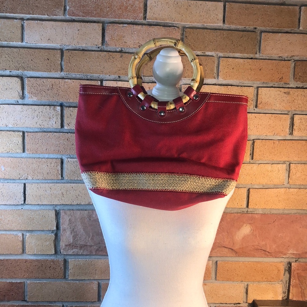 Red bamboo handbag NWOT